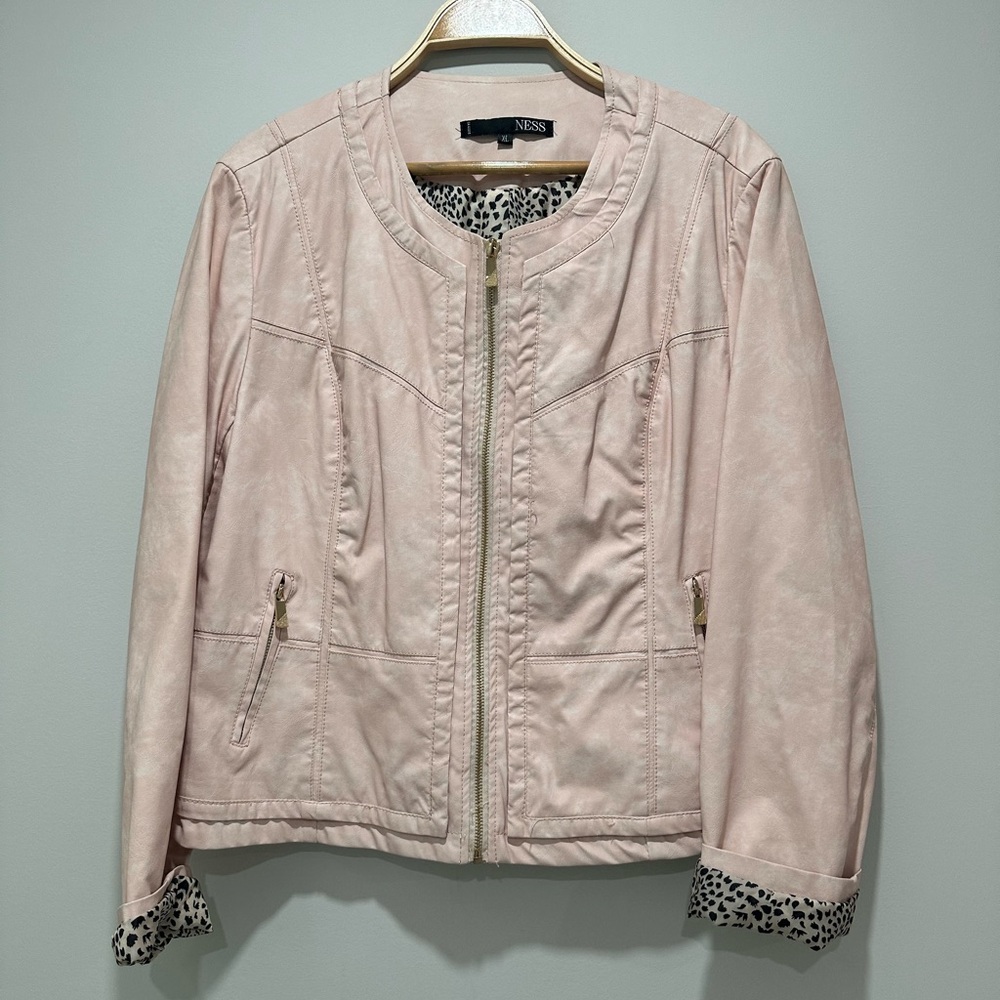 Ness Pink Faux Leather Jacket size XL